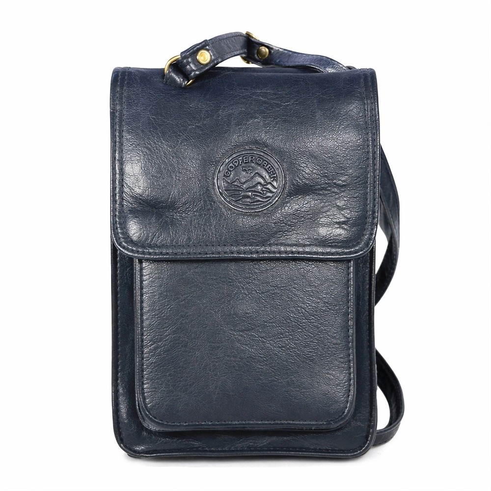 Copper Creek Navy Blue Leather Crossbody Bag Wallet Organizer Embossed Logo
